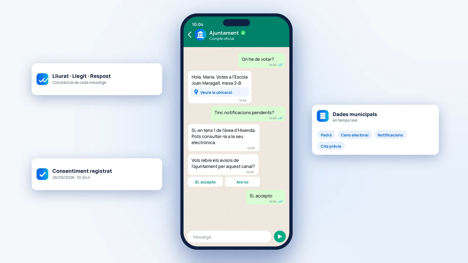 Information queries and consent via WhatsApp